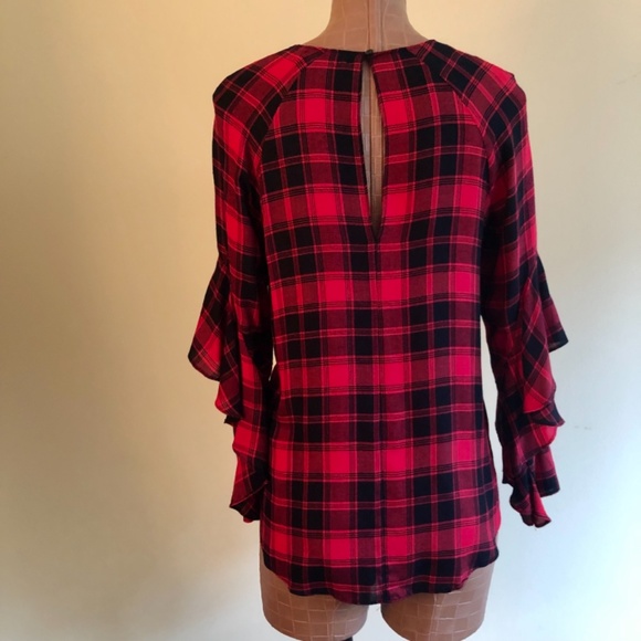 NWOT Mustard Seed Brand Red & Black Plaid Top - Picture 7 of 9